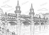 برلين · Oberbaumbrücke · رسم للتلوين للبالغين