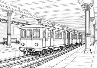 Budapest · Millennium Underground · Colouring page for adults