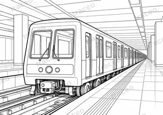Mexiko-Stadt · Metro-Zug · Ausmalbild für Erwachsene