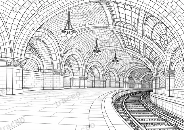 Nueva York · Old City Hall · Dibujo para colorear para adultos