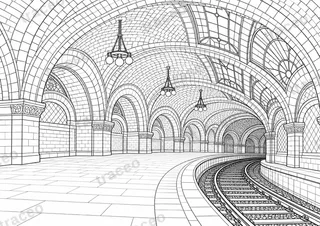 New York · Old City Hall · Colouring page for adults