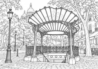 Paris · Abbesses · Coloriage pour adultes