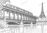 باريس · Bir-Hakeim · رسم للتلوين للبالغين