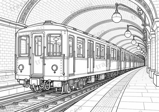 Paris · Train classique · Coloriage pour adultes