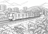 سنغافورة · مترو MRT مرتفع · رسم للتلوين للبالغين
