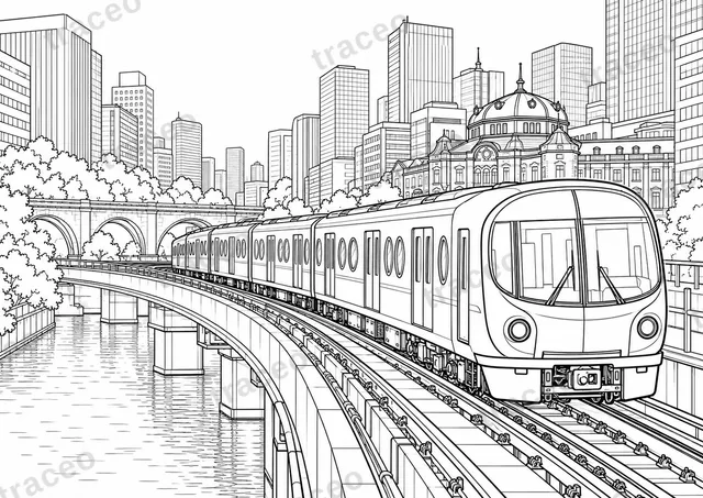 Tóquio · Linha Marunouchi · Desenho para colorir para adultos