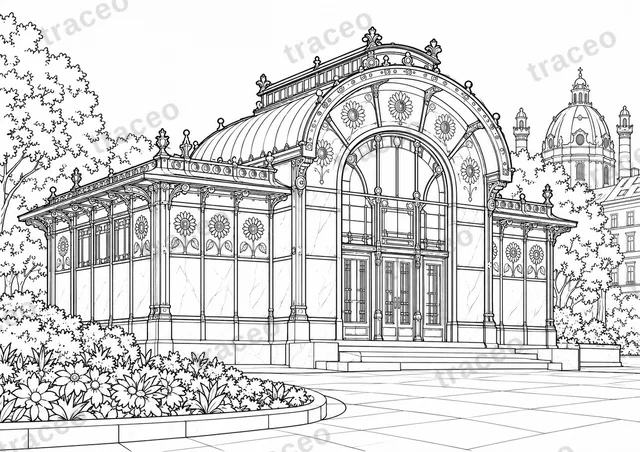 Vienna · Karlsplatz · Colouring page for adults