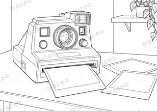 Lámina horizontal en blanco y negro de cámara instantánea, sin marcas ni logotipos