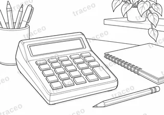 Lámina horizontal en blanco y negro de calculadora de bolsillo, sin marcas ni logotipos