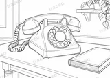 Lámina horizontal en blanco y negro de teléfono de disco, sin marcas ni logotipos