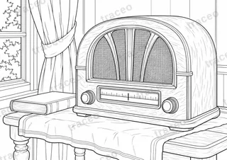 Lámina horizontal en blanco y negro de radio de válvulas, sin marcas ni logotipos