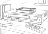 Lámina horizontal en blanco y negro de videograbador doméstico, sin marcas ni logotipos